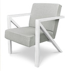 Poltrona Para Sala De Estar Angel Linho Base Metálica Branca