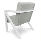 Poltrona Para Sala De Estar Angel Linho Base Metálica Branca