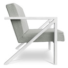 Poltrona Para Sala De Estar Angel Linho Base Metálica Branca