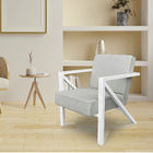 Poltrona Para Sala De Estar Angel Linho Base Metálica Branca