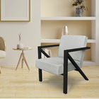 Poltrona Para Sala De Estar Angel Linho Base Metálica Preta -