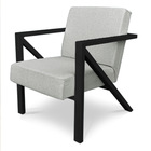 Poltrona Para Sala De Estar Angel Linho Base Metálica Preta -