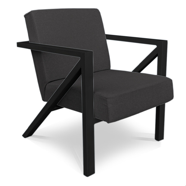 Poltrona Para Sala De Estar Angel Linho Base Metálica Preta -