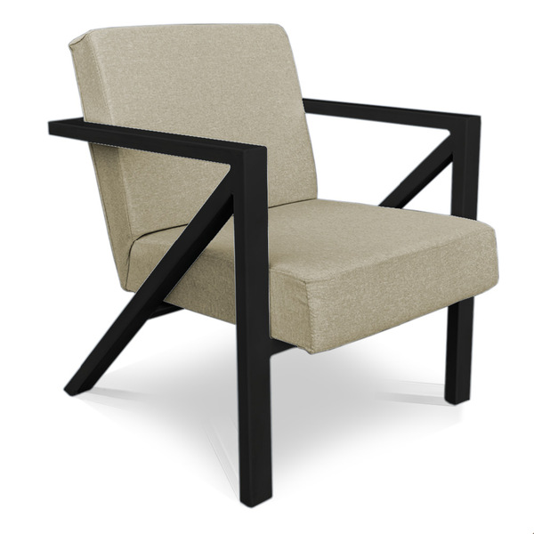 Poltrona Para Sala De Estar Angel Linho Bege Base Metálica Pr