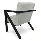 Poltrona Para Sala De Estar Angel Linho Cinza Base Metálica P