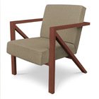 Poltrona Para Sala De Estar Angel Linho Palha Base Metálica C