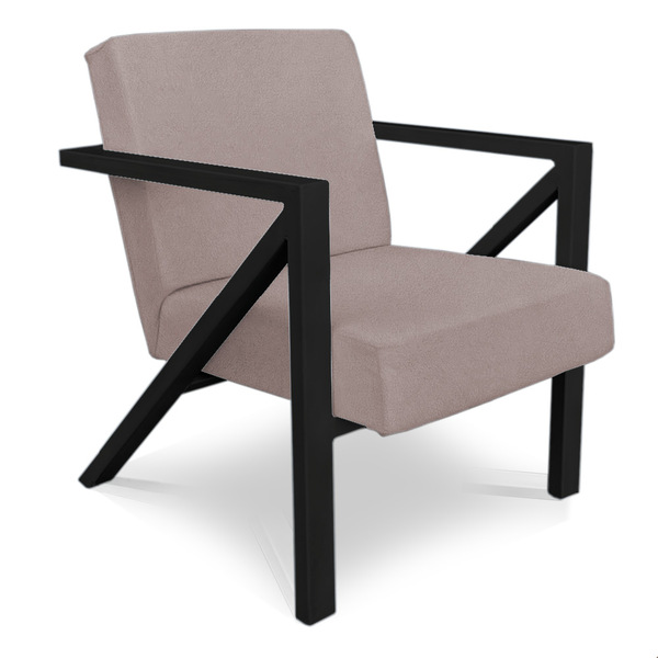 Poltrona Para Sala De Estar Angel Veludo Boucle Base Metálica