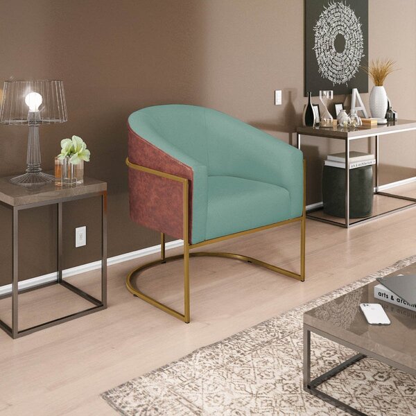 Poltrona Para Sala De Estar Base De Ferro Mariana  Azul Turqu