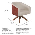 Poltrona Para Sala De Estar Base Giratória De Madeira Mariana