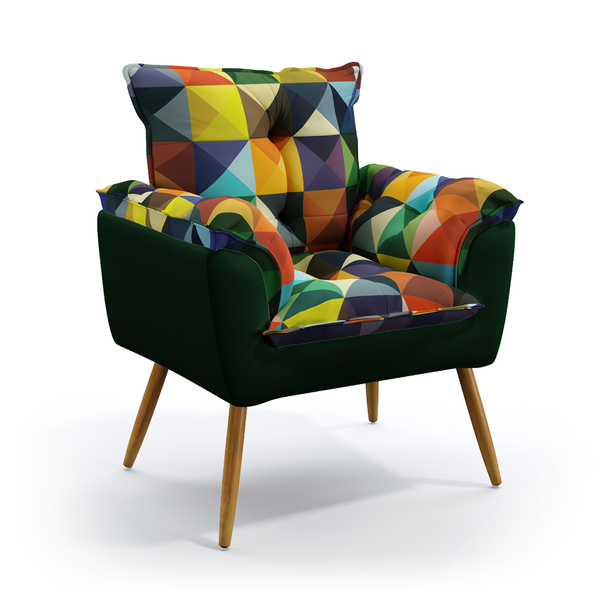 Poltrona Para Sala De Estar Beta F-015 N-026 Sued Estampado C