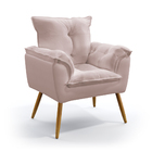 Poltrona Para Sala De Estar Beta N-031 Veludo Rosê Claro Arad