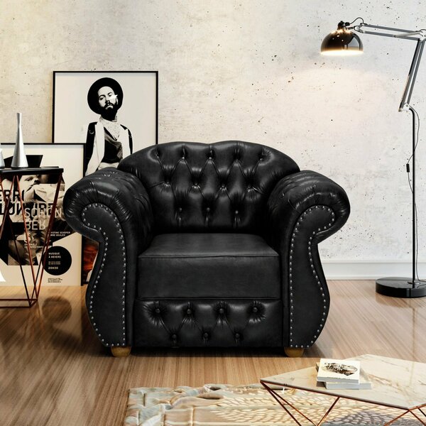 Poltrona Para Sala De Estar Chest Merlô Design De Luxo Preto