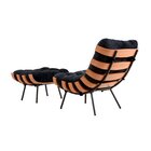 Poltrona Para Sala De Estar Coral Com Puff Preto