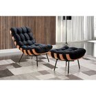 Poltrona Para Sala De Estar Coral Com Puff Preto