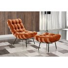 Poltrona Para Sala De Estar Coral Com Puff Terracota