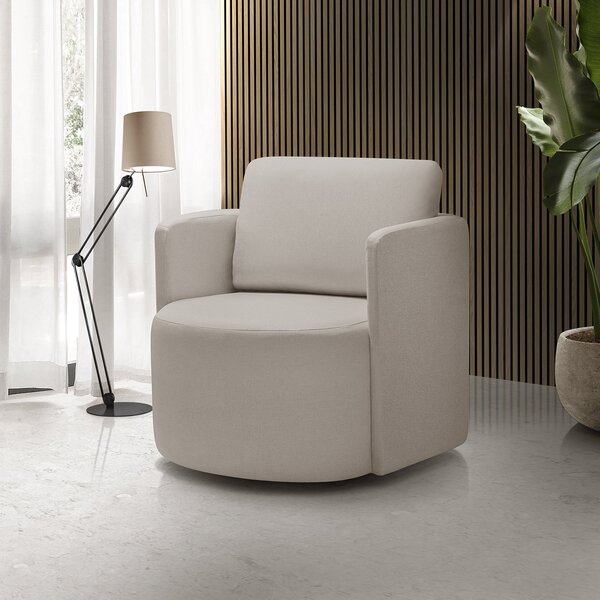 Poltrona Para Sala De Estar Dakota Decorativa Pés Madeira Bege