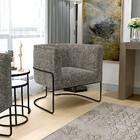 Poltrona Para Sala De Estar Decorativa Fixa Base Aço Preto Be