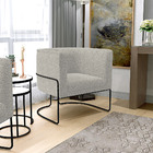 Poltrona Para Sala De Estar Decorativa Fixa Base Aço Preto Be