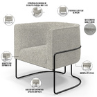 Poltrona Para Sala De Estar Decorativa Fixa Base Aço Preto Be