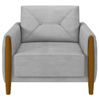 Poltrona Para Sala De Estar Decorativa Pés De Madeira Base Fi