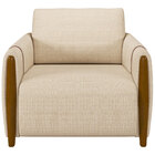 Poltrona Para Sala De Estar Decorativa Pés De Madeira Base Fi