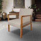 Poltrona Para Sala De Estar Em Linho Rústico Ely Areia