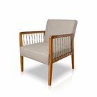 Poltrona Para Sala De Estar Em Linho Rústico Ely Areia