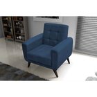 Poltrona Para Sala De Estar Em Veludo Lívia  Azul