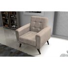 Poltrona Para Sala De Estar Em Veludo Lívia  Bege