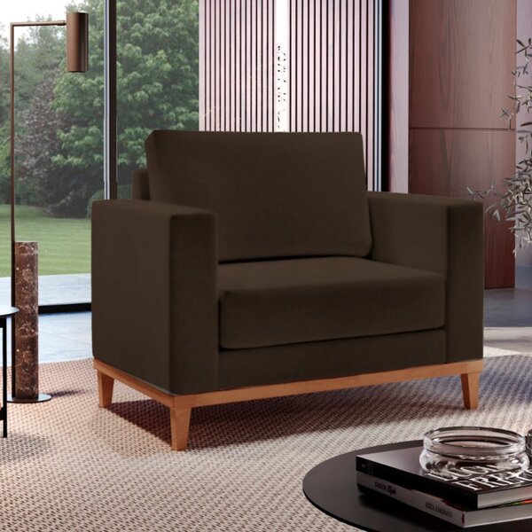 Poltrona Para Sala De Estar Emily Yescasa Veludo Marrom