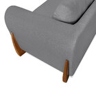 Poltrona Para Sala De Estar Lottus Linho Grafite Pés Castanho