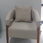 Poltrona Para Sala De Estar Luxo Valentina Linho Bege