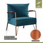 Poltrona Para Sala De Estar M02   Cobre/linho Jeans Azul
