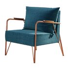 Poltrona Para Sala De Estar M02   Cobre/linho Jeans Azul