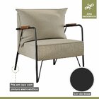 Poltrona Para Sala De Estar M02   Preto/linho Bege