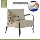 Poltrona Para Sala De Estar M02   Preto/linho Bege