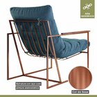 Poltrona Para Sala De Estar M03   Cobre/linho Jeans Azul