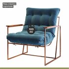 Poltrona Para Sala De Estar M03   Cobre/linho Jeans Azul