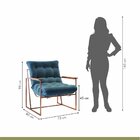 Poltrona Para Sala De Estar M03   Cobre/linho Jeans Azul