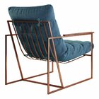 Poltrona Para Sala De Estar M03   Cobre/linho Jeans Azul