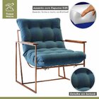 Poltrona Para Sala De Estar M03   Cobre/linho Jeans Azul