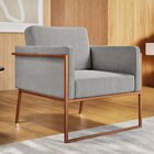 Poltrona Para Sala De Estar M04   Cobre/linho Cinza