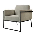 Poltrona Para Sala De Estar M04   Preto/linho Areia