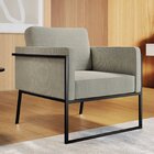 Poltrona Para Sala De Estar M04   Preto/linho Areia