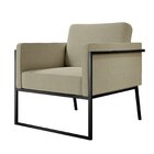 Poltrona Para Sala De Estar M04   Preto/linho Bege