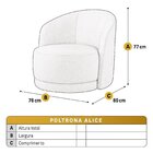 Poltrona Para Sala De Estar Madeira Maciça Base Fixa Alice Of