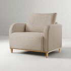 Poltrona Para Sala De Estar Madeira Maciça Camila Luxo Bege