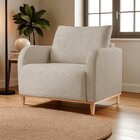 Poltrona Para Sala De Estar Madeira Maciça Camila Luxo Bege