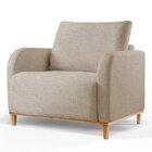 Poltrona Para Sala De Estar Madeira Maciça Camila Luxo Bege