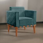 Poltrona Para Sala De Estar Madeira Maciça Delly Azul